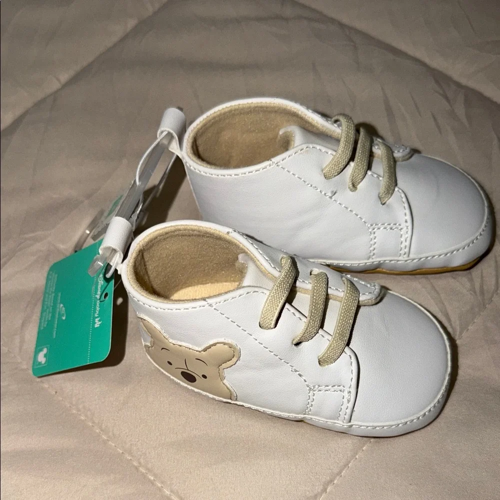 White Kids Bear Lace-Up Shoes